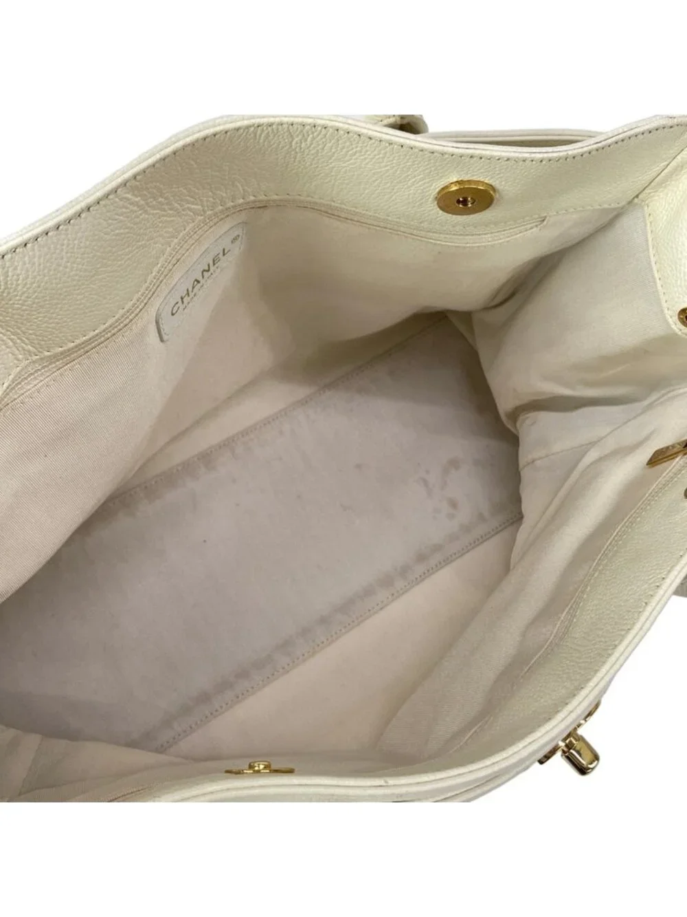 Chanel Tote Executive Line Ivory Gold Leather